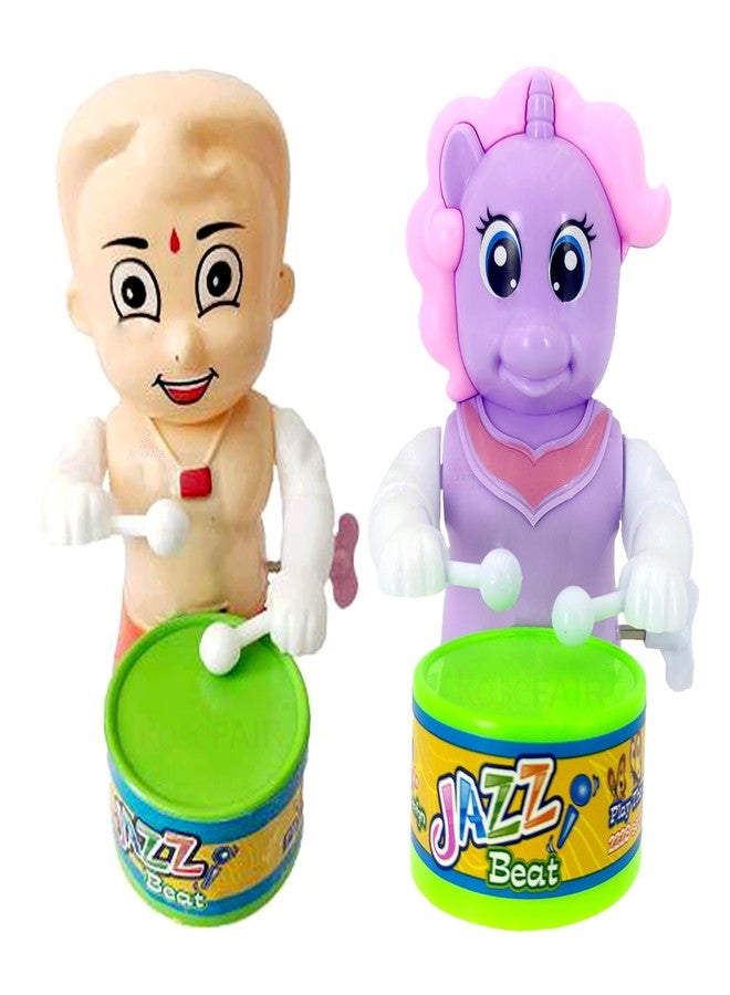 ROSEFAIR Cute Drummer Toy with Drumming and Dancing Action for Kids Baby Rattle Toys Set Toddler Kids (Pack of 2) - Image 1